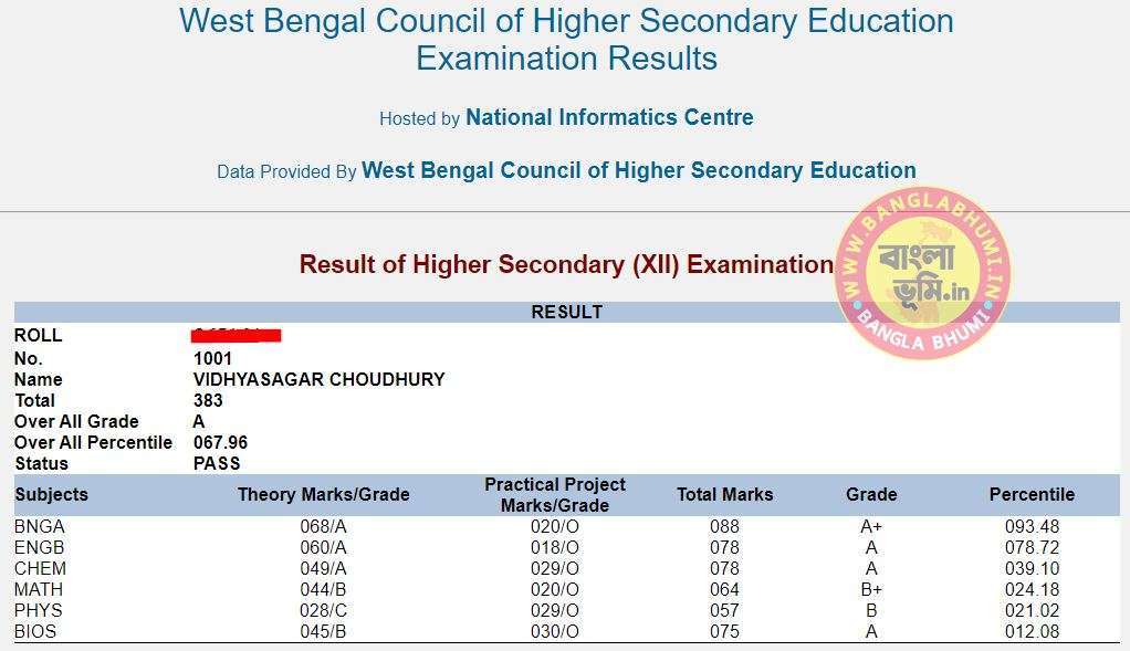 WBCHSE 12th Result Download @wbresults.nic.in