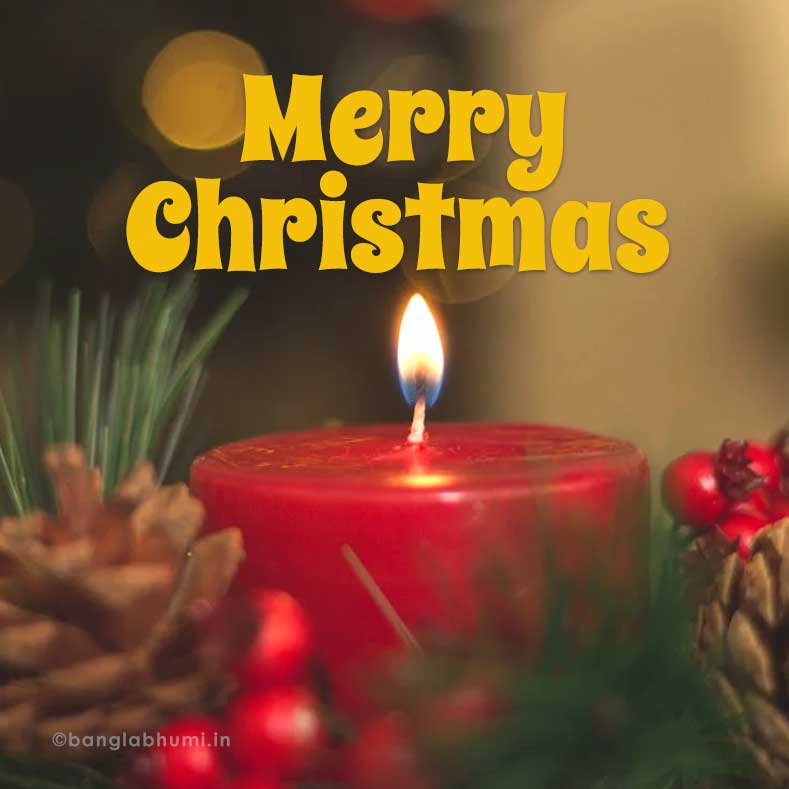 lighting red candle wish merry christmas image